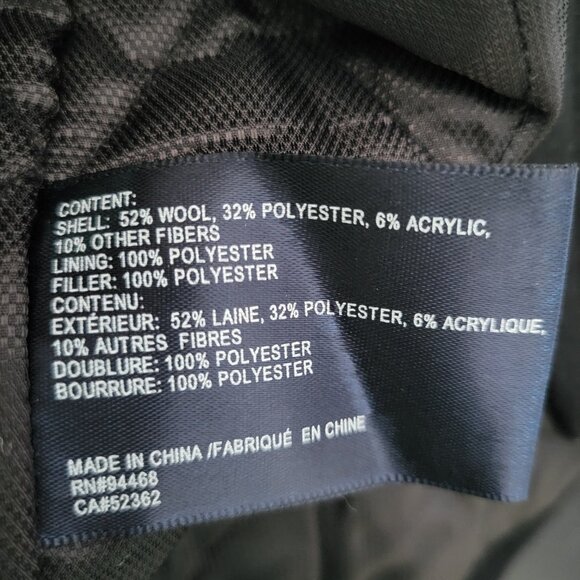 Nautica Quilted Black Wool Blend Men’s L Double Breasted Pea Coat Winter Jacket - Picture 5 of 7